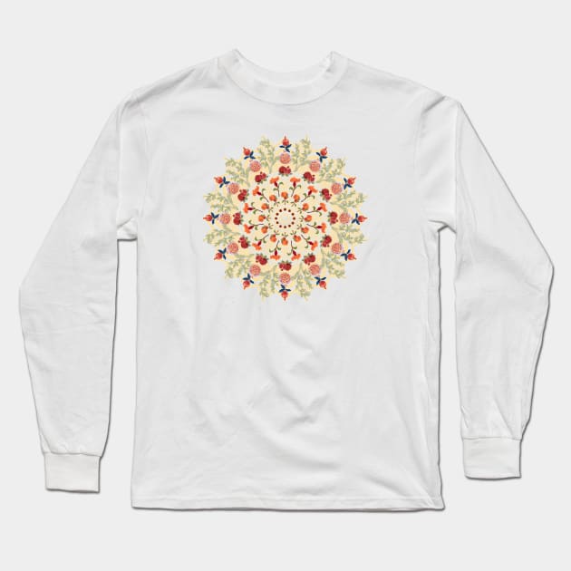 Rosh Hashana, Shana Tova! Pomegranate Mandala for Jewish New Year Long Sleeve T-Shirt by ariverde